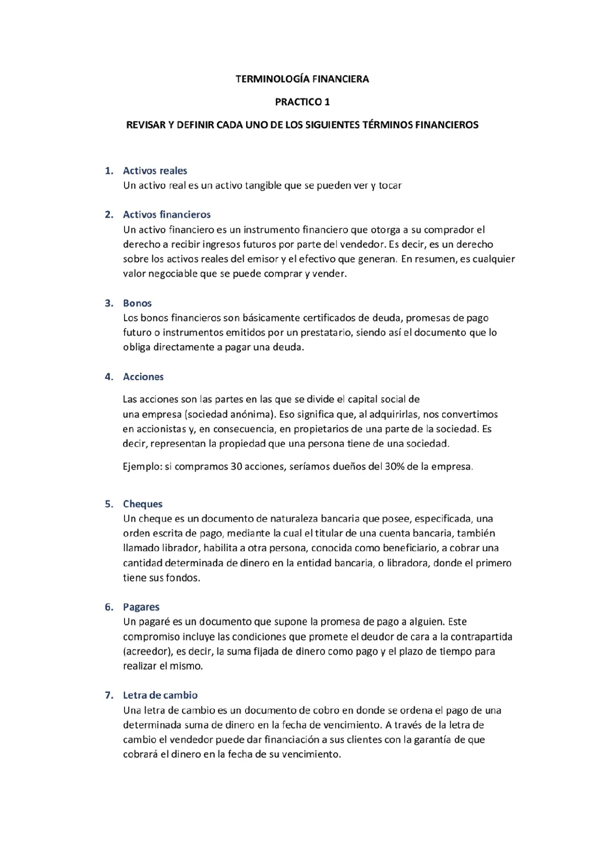 Conozca su terminología financiera